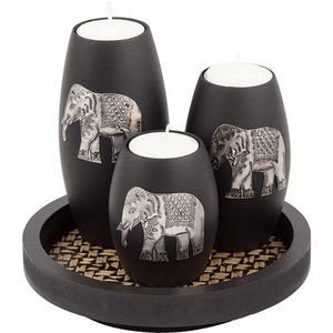 Tealight Candle Holders with Candle Tray Set of 3 Decorative Candle Holders
